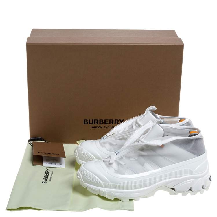Pre Owned Burberry White Mesh And Leather Arthur Low Top Sneakers Size 40