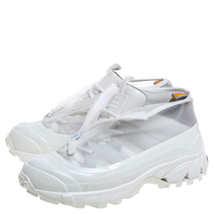 Pre Owned Burberry White Mesh And Leather Arthur Low Top Sneakers Size 40