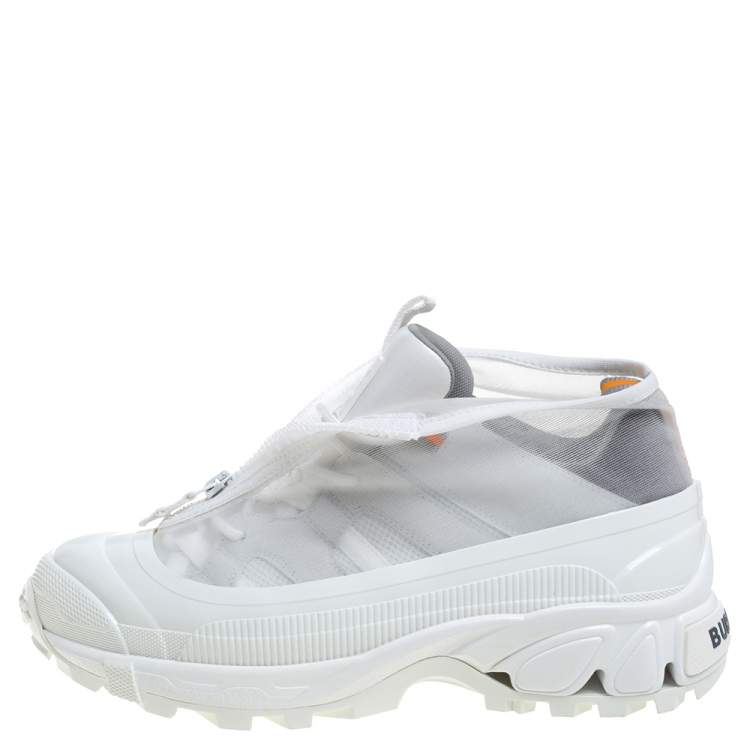 Pre Owned Burberry White Mesh And Leather Arthur Low Top Sneakers Size 40