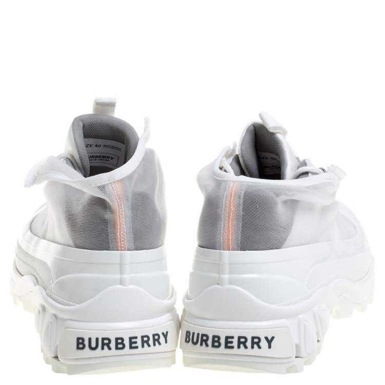 Pre Owned Burberry White Mesh And Leather Arthur Low Top Sneakers Size 40