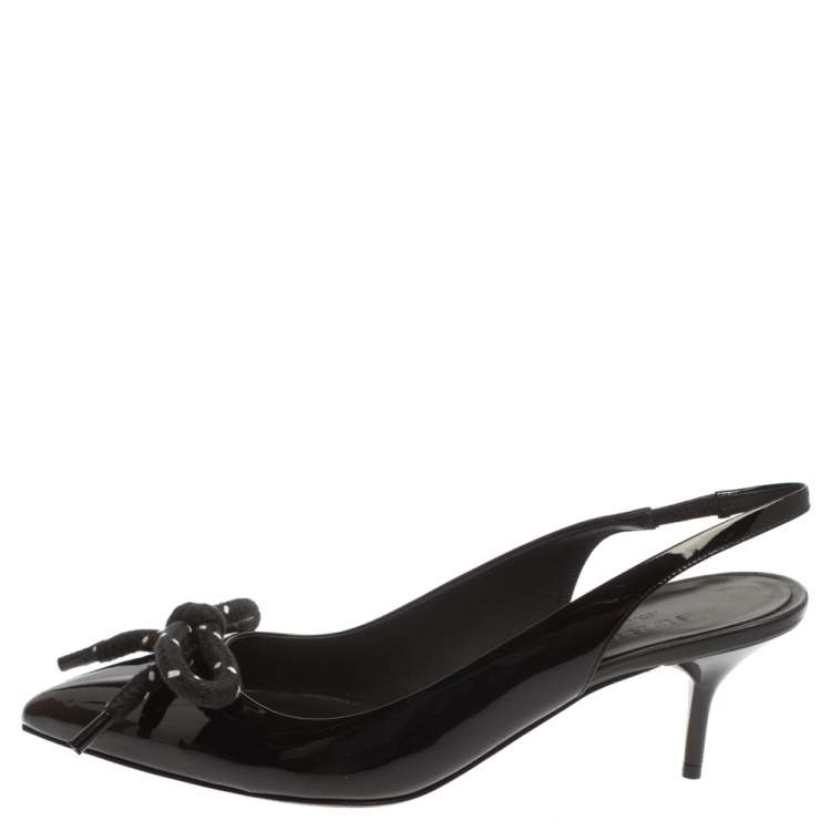 Pre Owned Burberry Black Patent Leather Fink Slingback Sandals Size 40