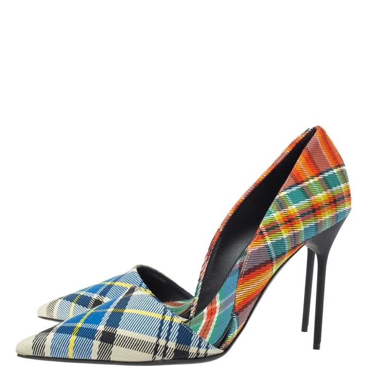 Pre Owned Burberry Multicolor Canvas Virirna D'orsay Pointed Toe Pumps Size 39.5