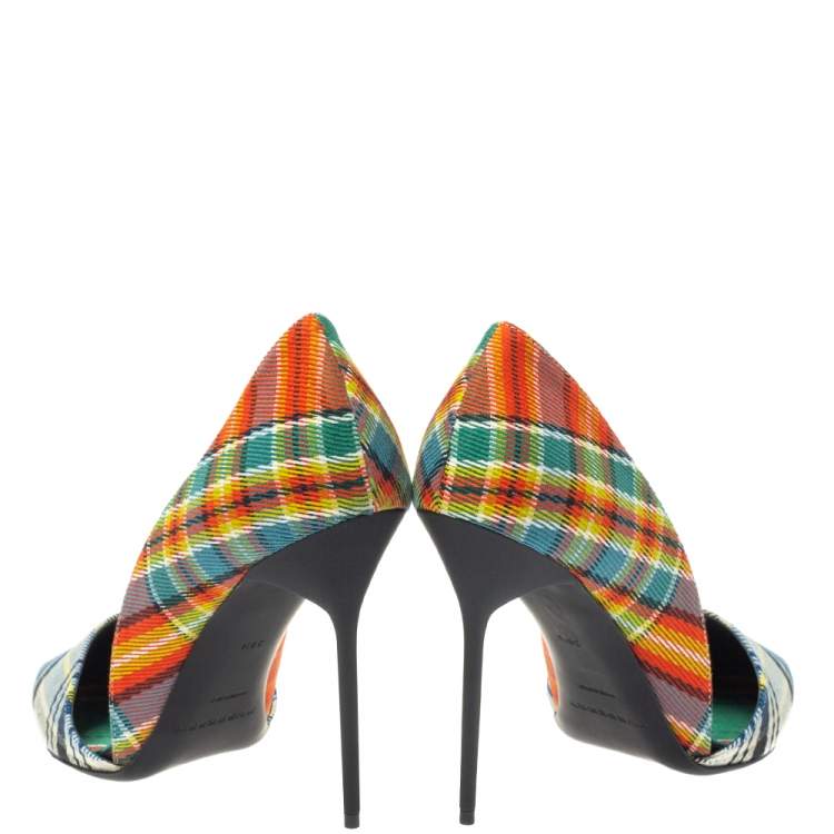 Pre Owned Burberry Multicolor Canvas Virirna D'orsay Pointed Toe Pumps Size 39.5
