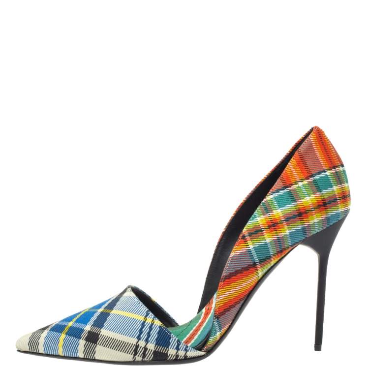 Pre Owned Burberry Multicolor Canvas Virirna D'orsay Pointed Toe Pumps Size 39.5