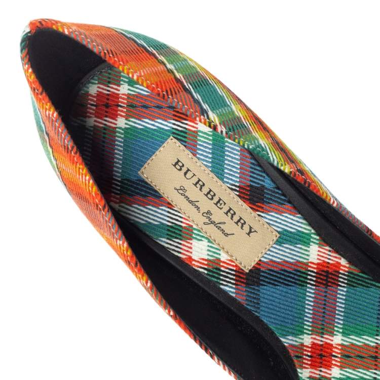Pre Owned Burberry Multicolor Canvas Virirna D'orsay Pointed Toe Pumps Size 39.5
