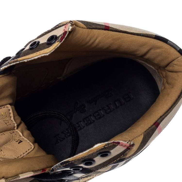 مملوكة مسبقًا Burberry Beige Check Canvas High Top Sneakers Size 40
