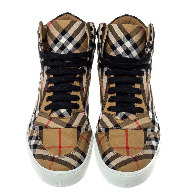 مملوكة مسبقًا Burberry Beige Check Canvas High Top Sneakers Size 40