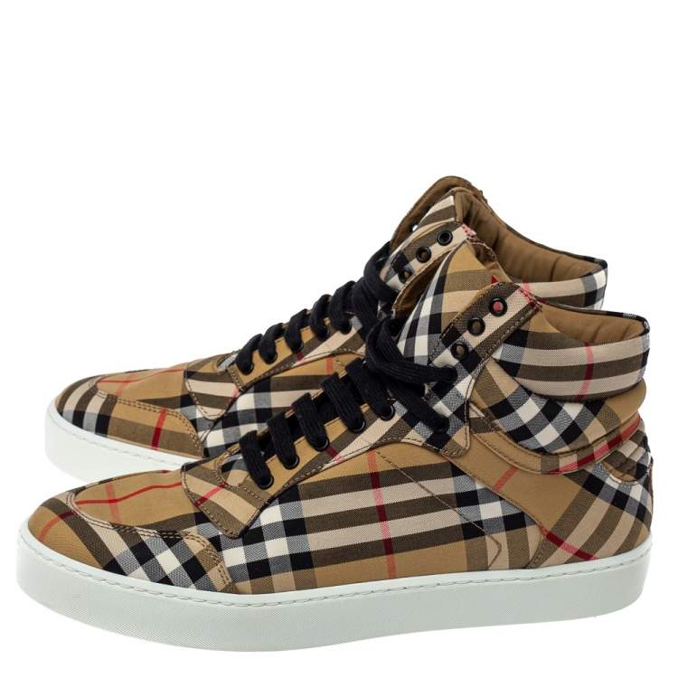 مملوكة مسبقًا Burberry Beige Check Canvas High Top Sneakers Size 40