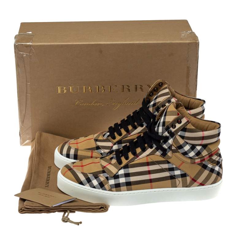 مملوكة مسبقًا Burberry Beige Check Canvas High Top Sneakers Size 40