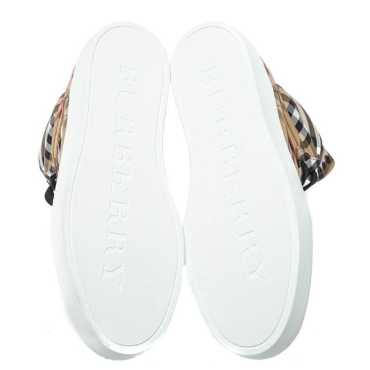 مملوكة مسبقًا Burberry Beige Check Canvas High Top Sneakers Size 40