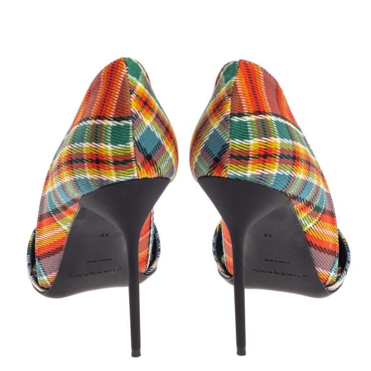 Pre Owned Burberry Multicolor Canvas Virna D'orsay Pointed Toe Pumps Size 39