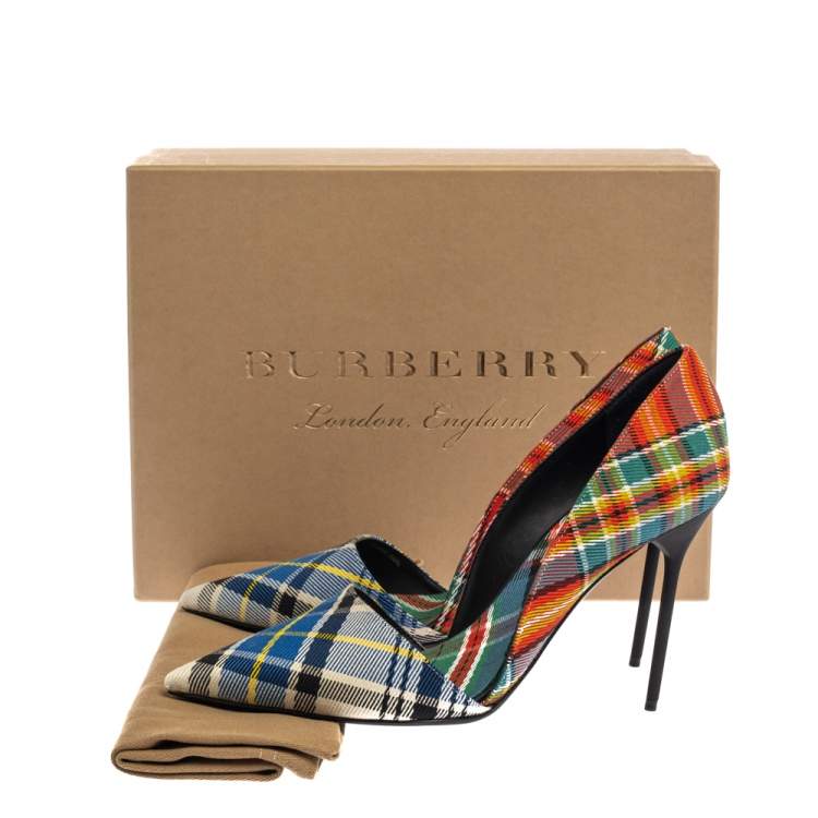 Pre Owned Burberry Multicolor Canvas Virna D'orsay Pointed Toe Pumps Size 39