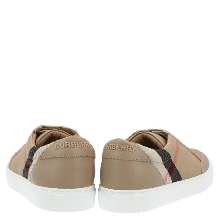 Pre Owned Burberry Brown House Check Canvas Low-Top Sneakers Size EU 38