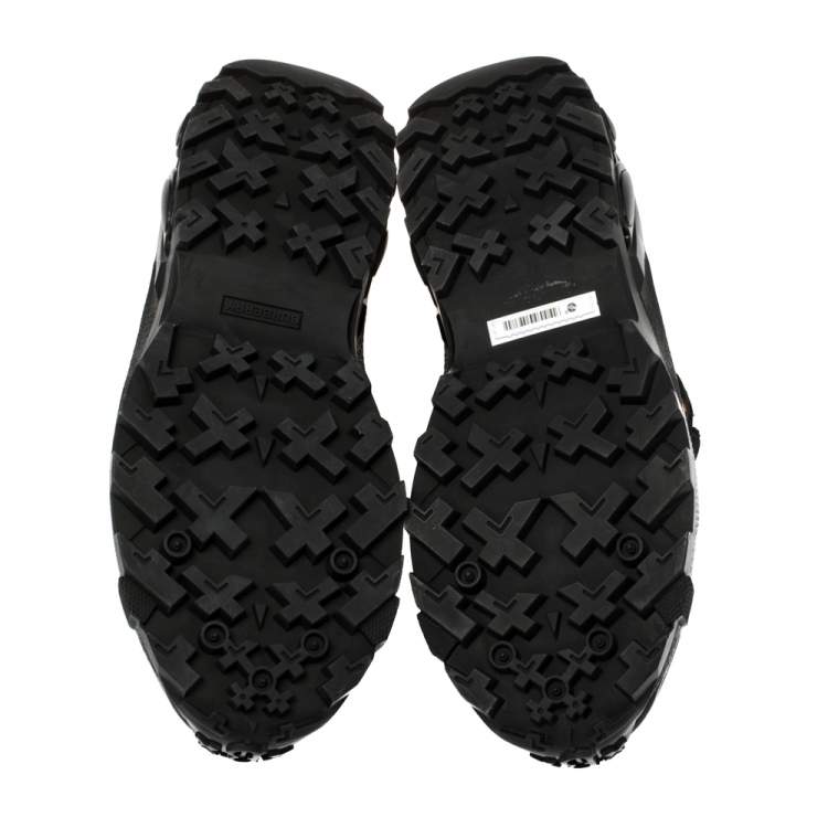 Pre Owned Burberry Black Mesh And Leopard Print Satin Arthur Low Top Sneakers Size 41