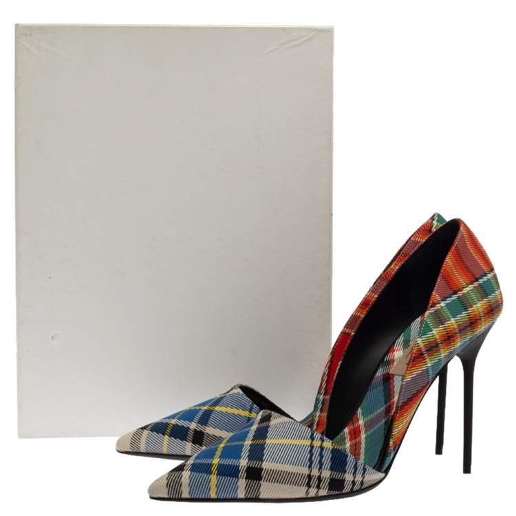 Pre Owned Burberry Multicolor Canvas Virna D'orsay Pointed Toe Pumps Size 40