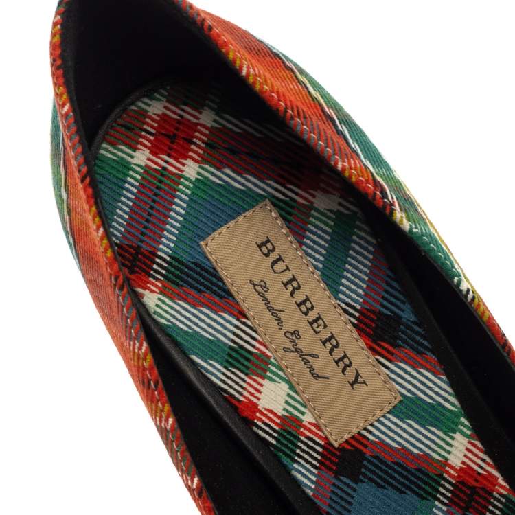 Pre Owned Burberry Multicolor Canvas Virna D'orsay Pointed Toe Pumps Size 40