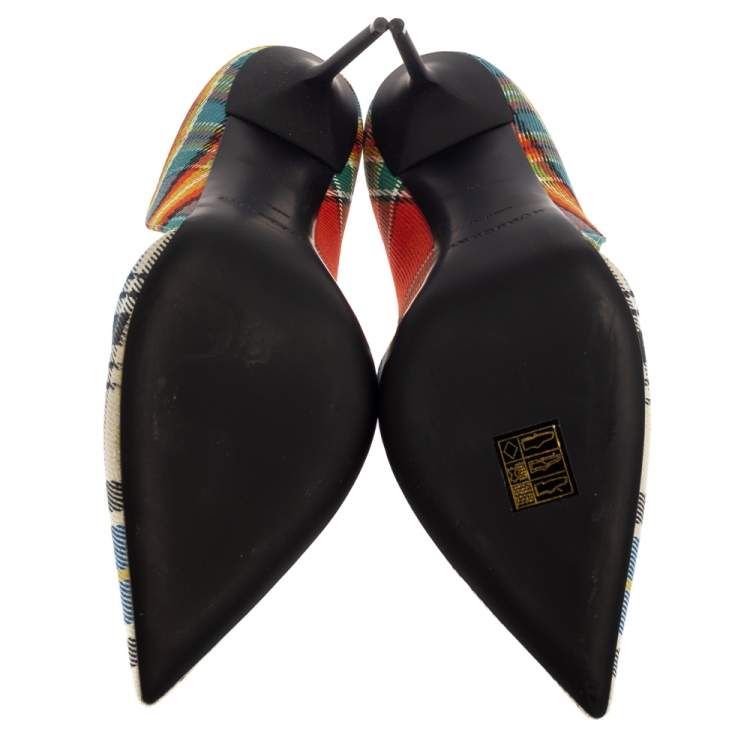 Pre Owned Burberry Multicolor Canvas Virna D'orsay Pointed Toe Pumps Size 40