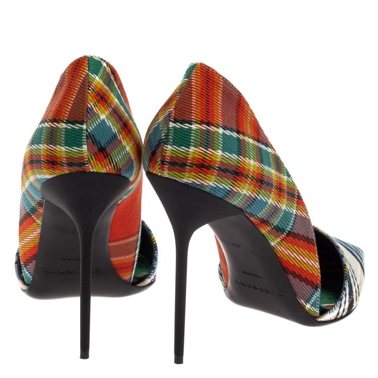 Pre Owned Burberry Multicolor Canvas Virna D'orsay Pointed Toe Pumps Size 40