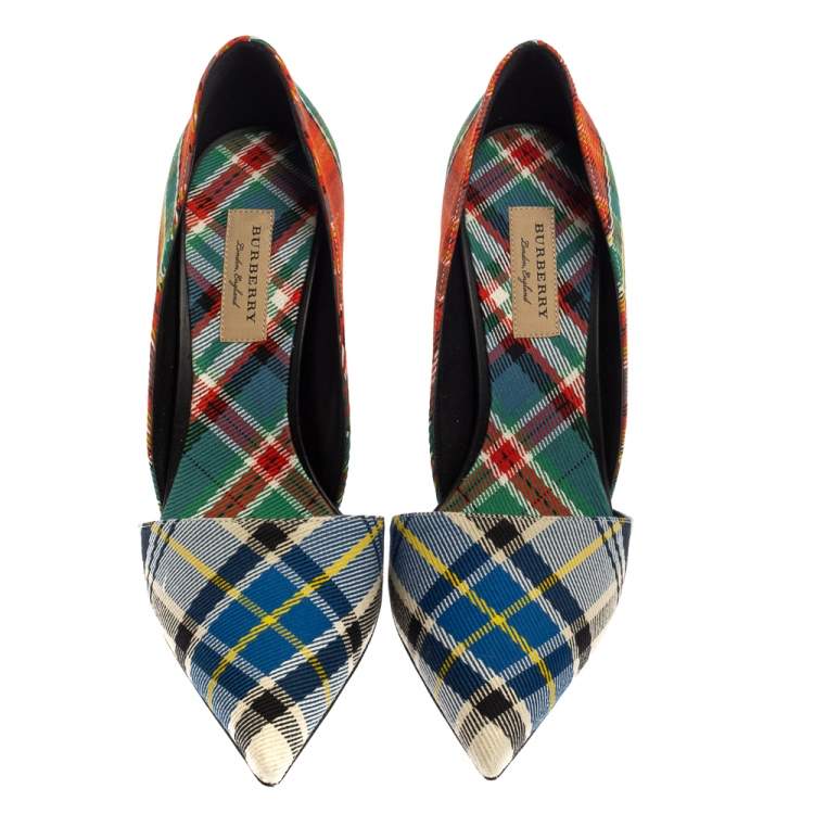 Pre Owned Burberry Multicolor Canvas Virna D'orsay Pointed Toe Pumps Size 40