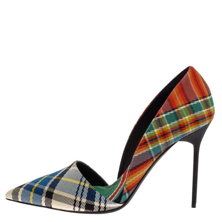 Pre Owned Burberry Multicolor Canvas Virna D'orsay Pointed Toe Pumps Size 40