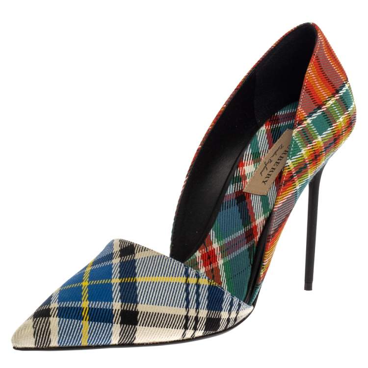 Pre Owned Burberry Multicolor Canvas Virna D'orsay Pointed Toe Pumps Size 40