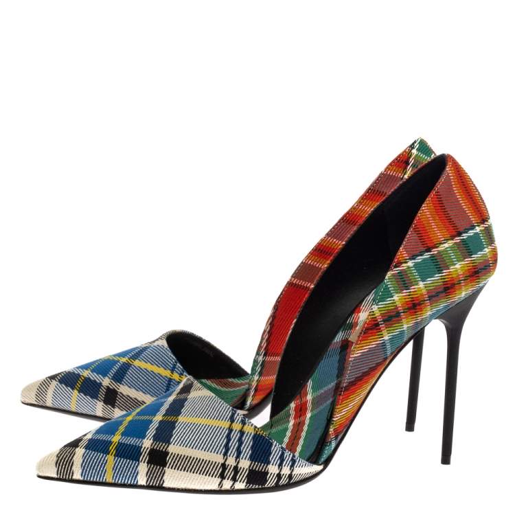 Pre Owned Burberry Multicolor Canvas Virna D'orsay Pointed Toe Pumps Size 40