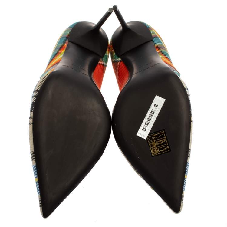 Pre Owned Burberry Multicolor Canvas Virna D'orsay Pointed Toe Pumps Size 40