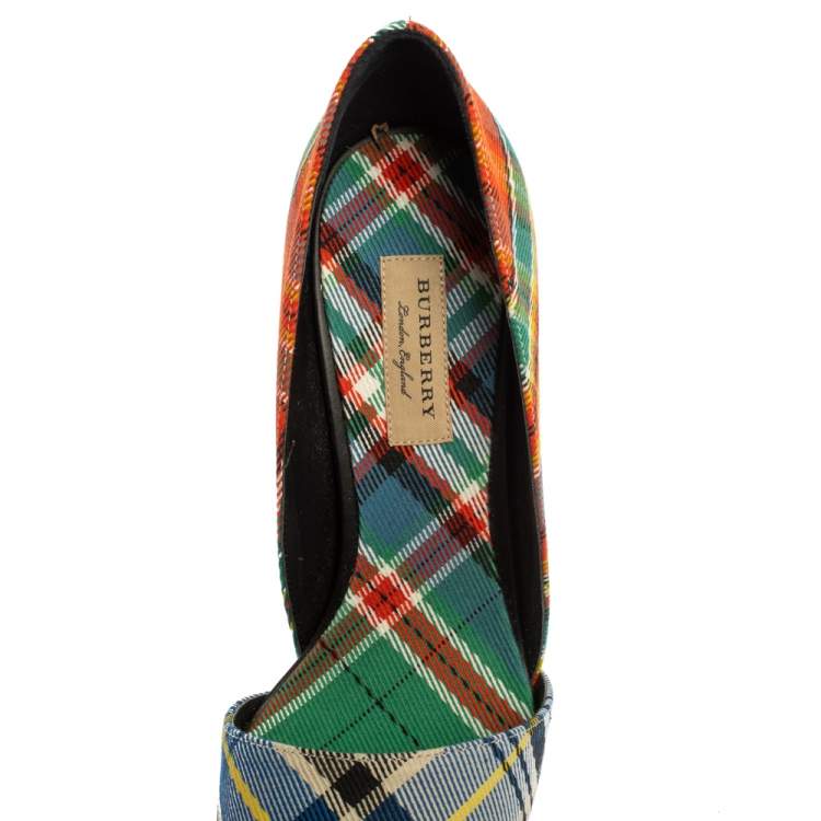 Pre Owned Burberry Multicolor Canvas Virna D'orsay Pointed Toe Pumps Size 40