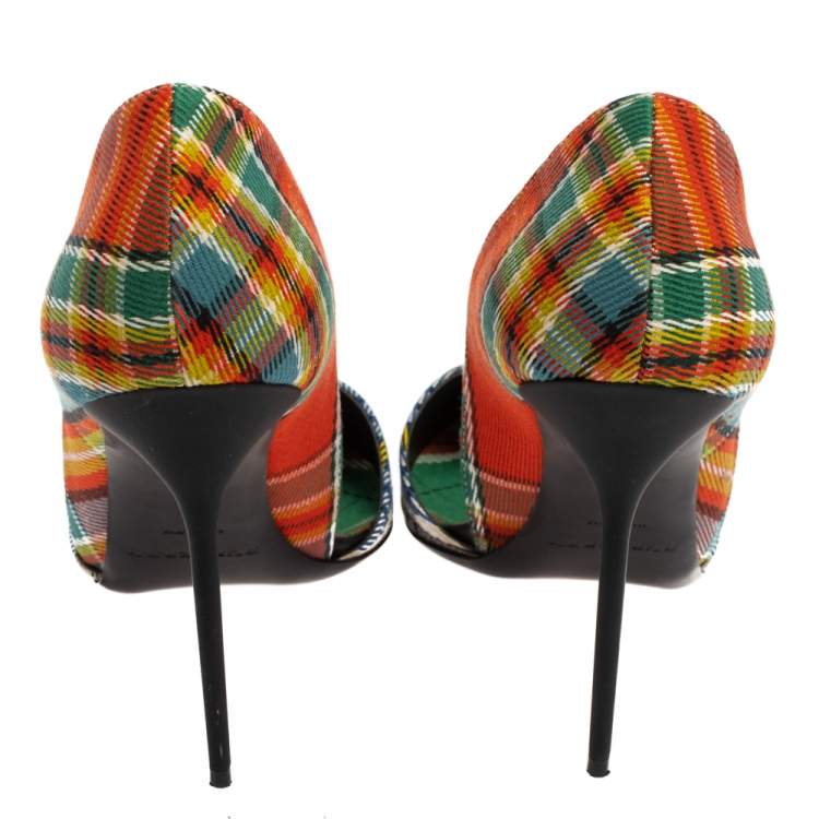 Pre Owned Burberry Multicolor Canvas Virna D'orsay Pointed Toe Pumps Size 40