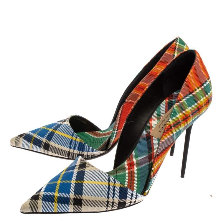 Pre Owned Burberry Multicolor Canvas Virna D'orsay Pointed Toe Pumps Size 40