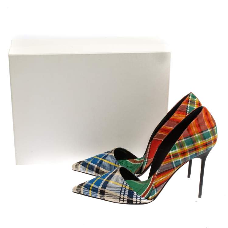 Pre Owned Burberry Multicolor Canvas Virna D'orsay Pointed Toe Pumps Size 40