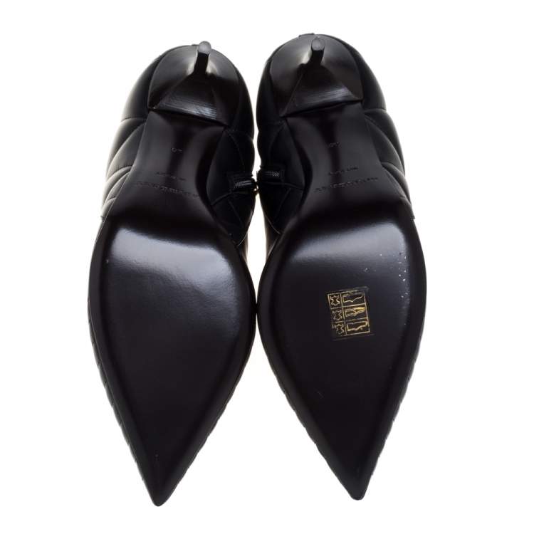 Pre Owned Burberry Black Quilted Leather Alexandra Pointed Toe Ankle Boots Size 40 
