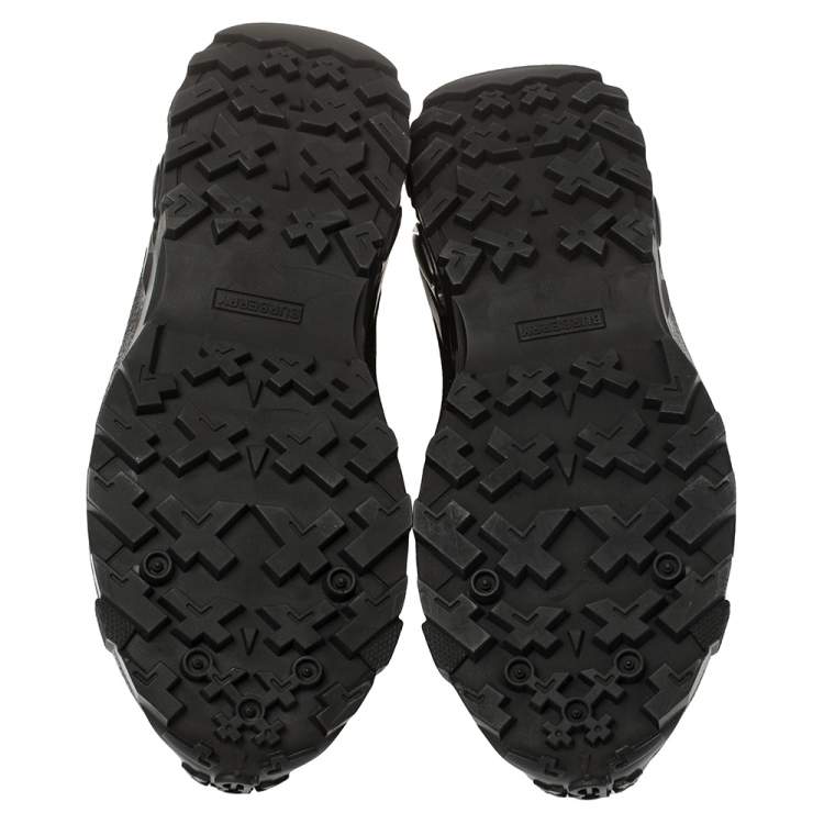 Pre Owned Burberry Black Mesh And Leopard Print Satin Arthur Sneakers Size 37