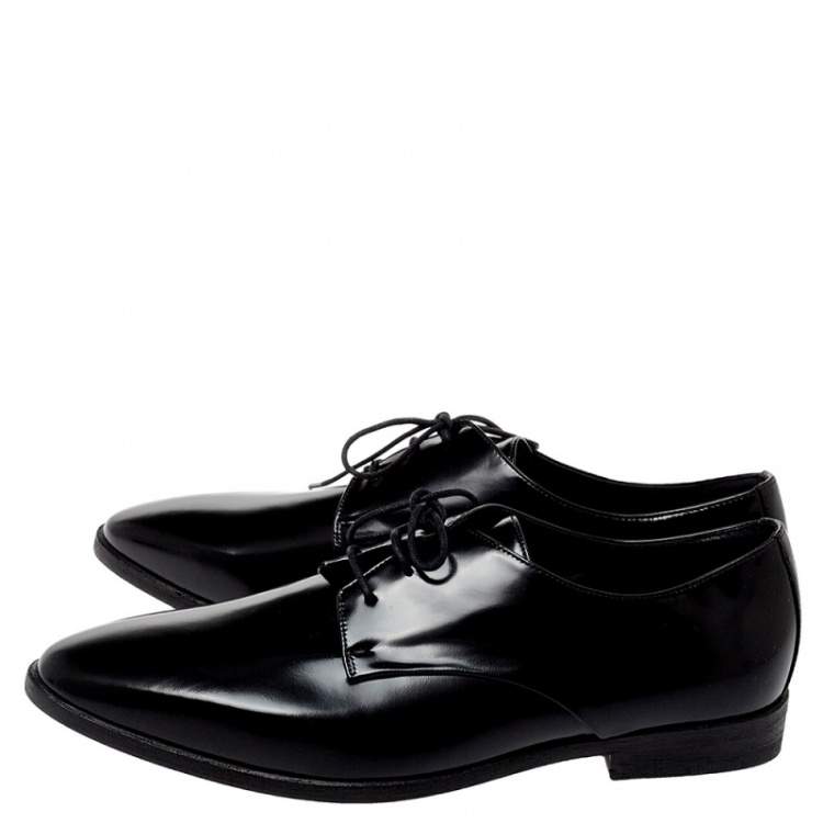 Pre Owned Burberry Black Leather Lace Up Derby Size 38.5