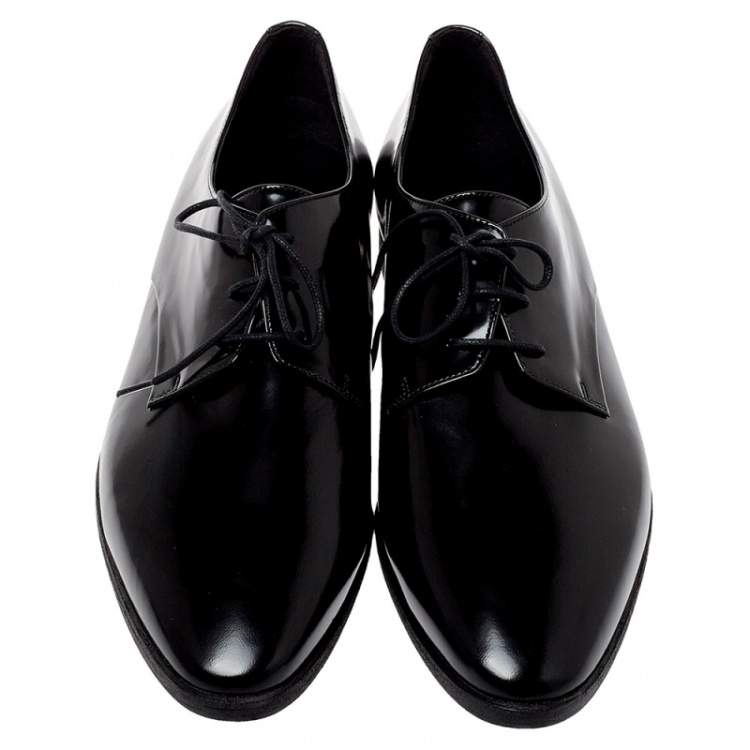 Pre Owned Burberry Black Leather Lace Up Derby Size 38.5