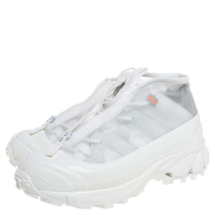 Pre Owned Burberry White Mesh And Leather Arthur Sneakers Size 36