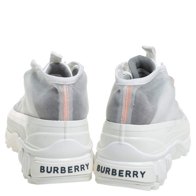 Pre Owned Burberry White Mesh And Leather Arthur Sneakers Size 36