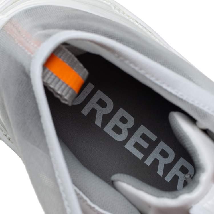 Pre Owned Burberry White Mesh And Leather Arthur Sneakers Size 36