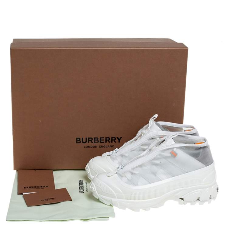 Pre Owned Burberry White Mesh And Leather Arthur Sneakers Size 36