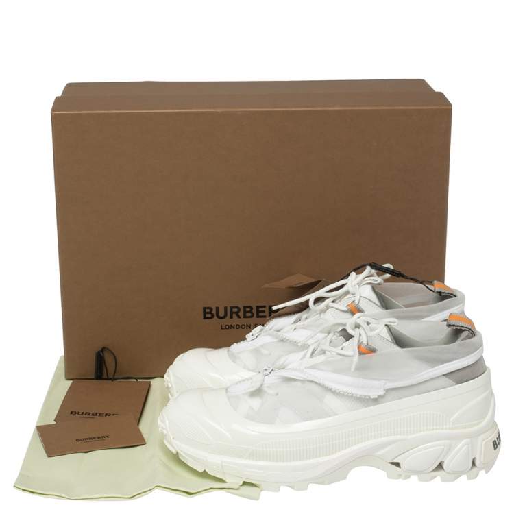 Pre Owned Burberry White Nylon and Rubber Arthur Low Top Sneakers Size 40