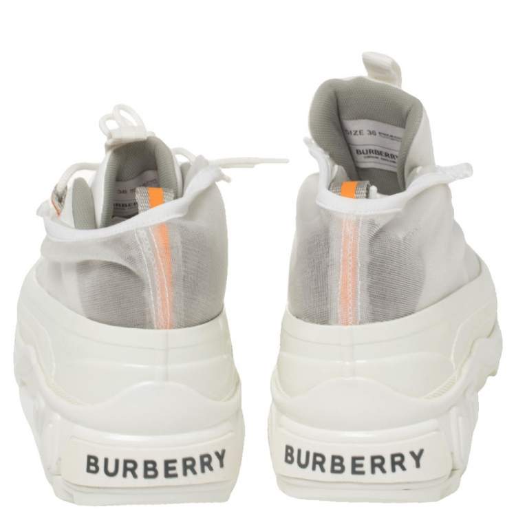 Pre Owned Burberry White Mesh and Rubber Arthur Low Top Sneakers Size 36