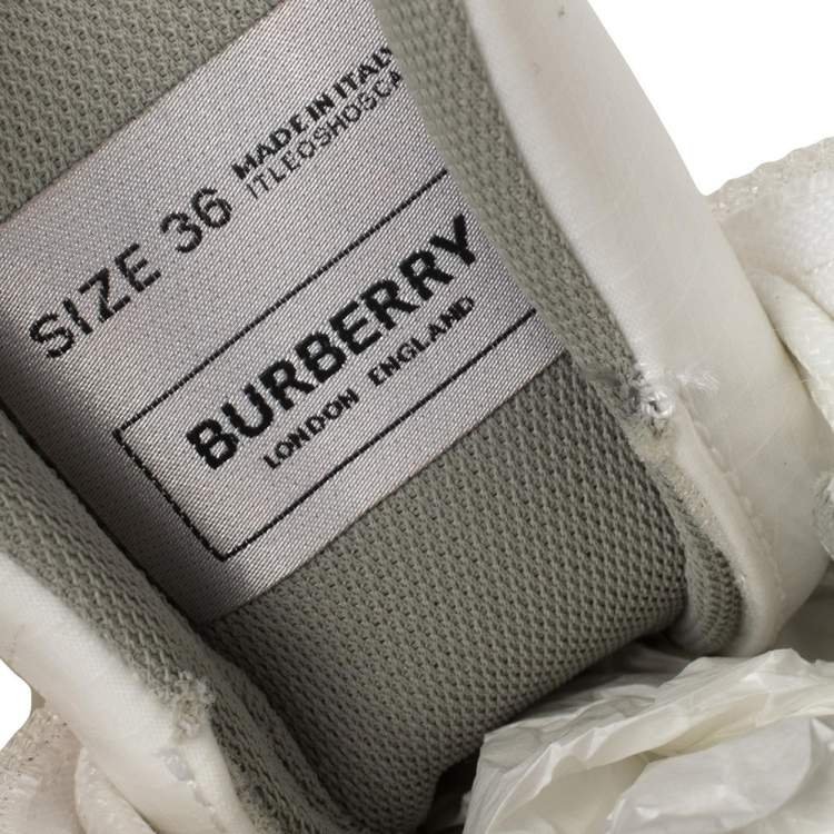 Pre Owned Burberry White Mesh and Rubber Arthur Low Top Sneakers Size 36