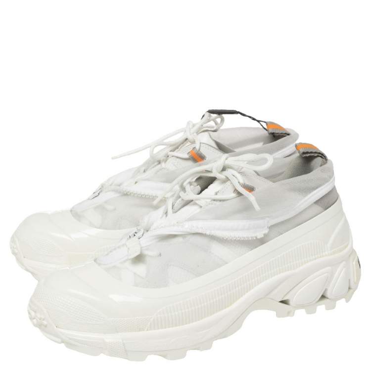 Pre Owned Burberry White Mesh and Rubber Arthur Low Top Sneakers Size 36