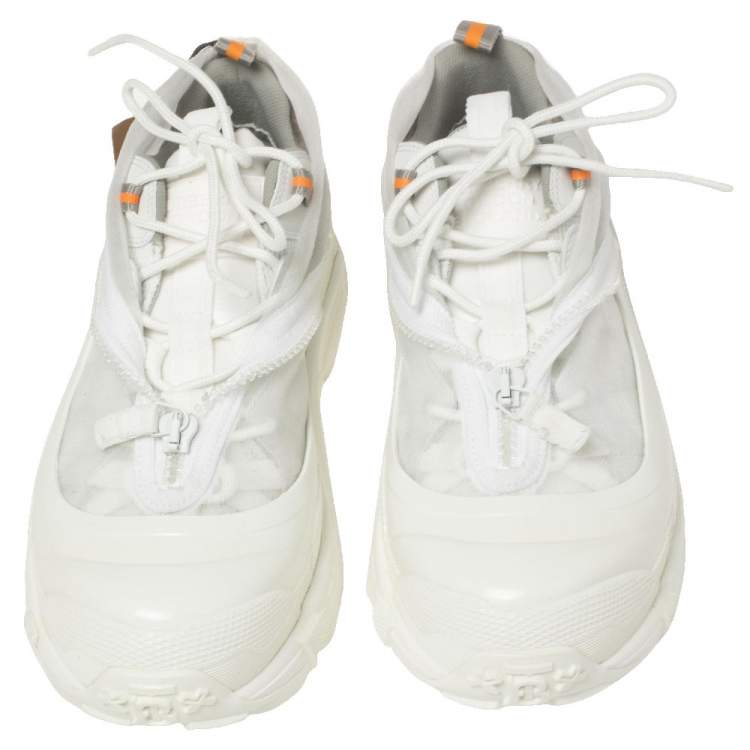 Pre Owned Burberry White Mesh and Rubber Arthur Low Top Sneakers Size 36
