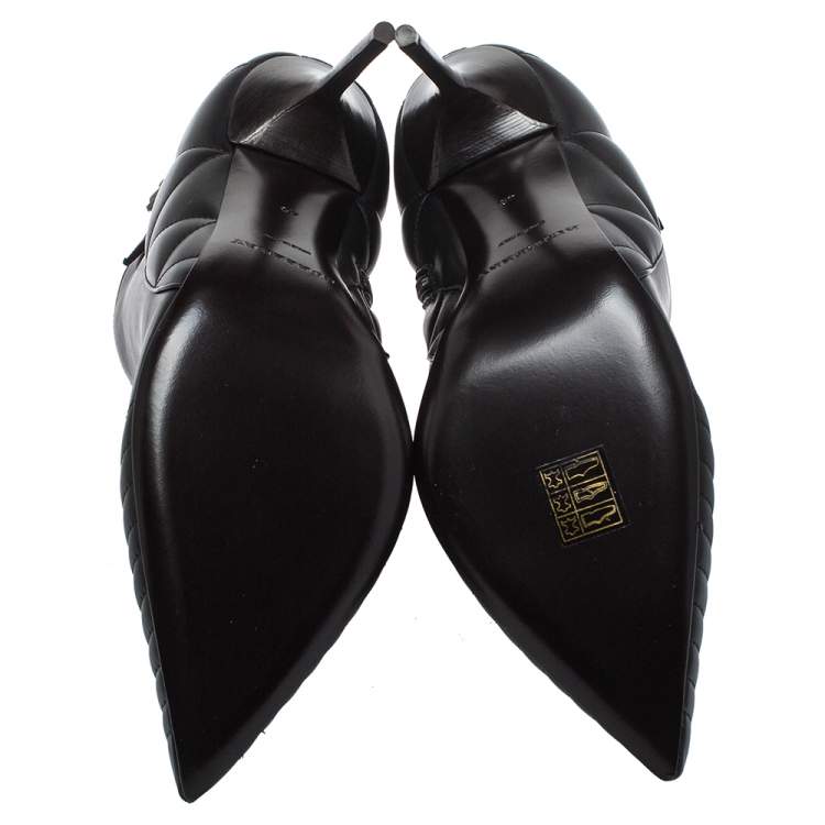 Pre Owned Burberry Black Leather Zipper Detail Ankle Boots Size 40