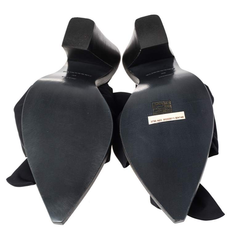 Pre Owned Burberry Black Satin and Leather Tillington Mules Size 39
