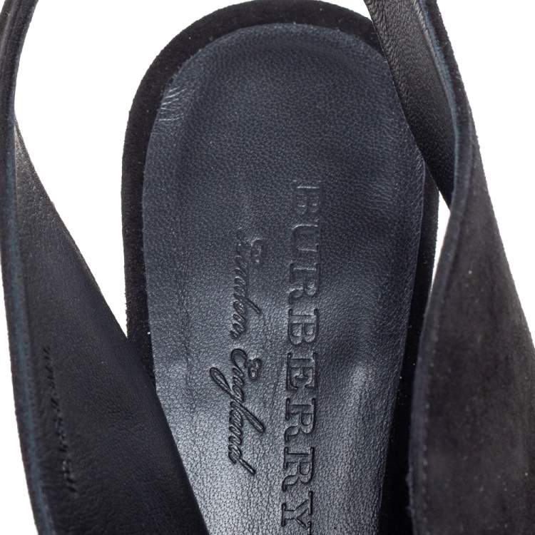 Pre Owned Burberry Black Suede Onwen Slingback Pumps Size 40