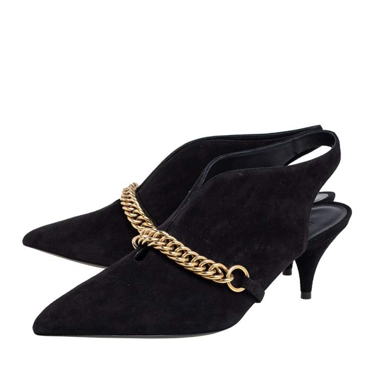 Pre Owned Burberry Black Suede Onwen Slingback Pumps Size 40