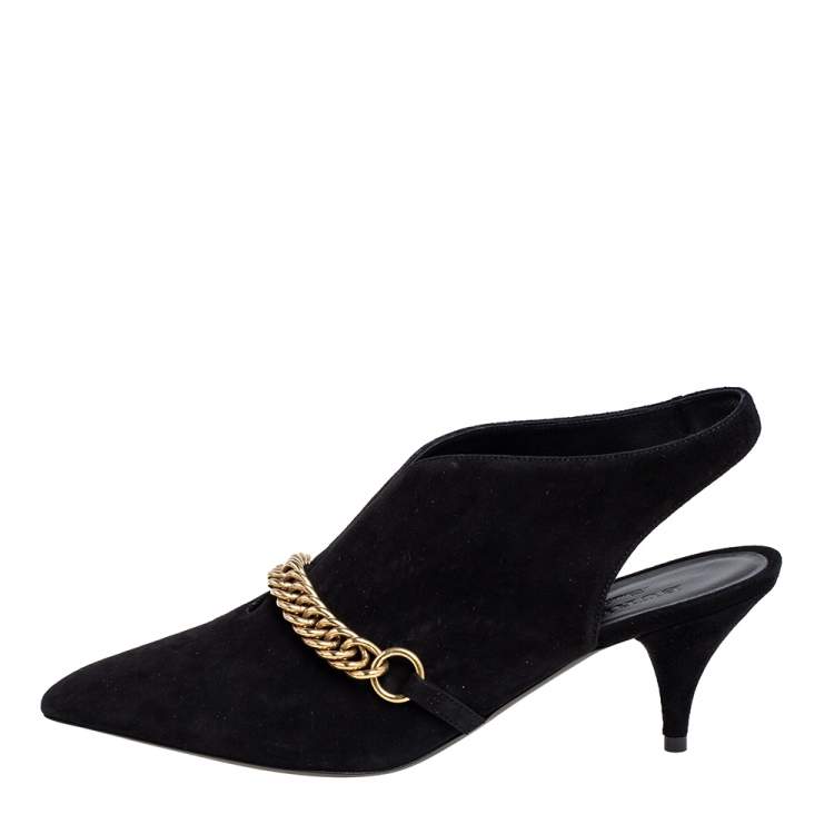 Pre Owned Burberry Black Suede Onwen Slingback Pumps Size 40