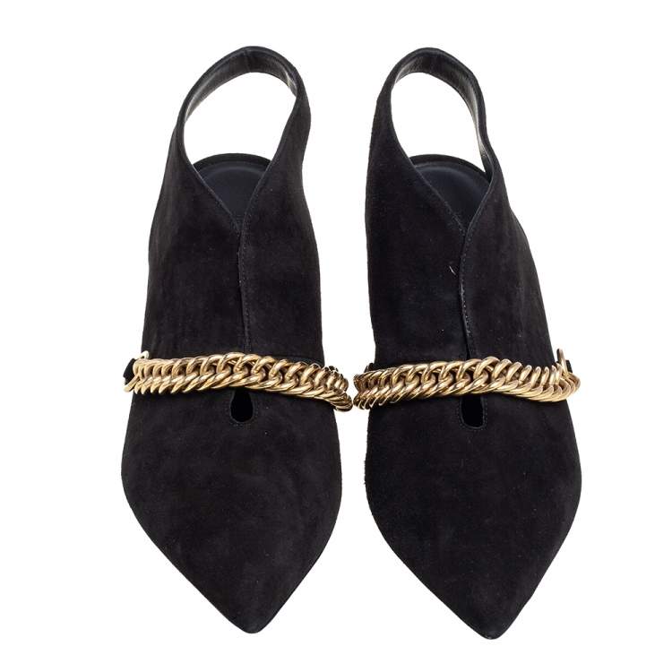 Pre Owned Burberry Black Suede Onwen Slingback Pumps Size 40